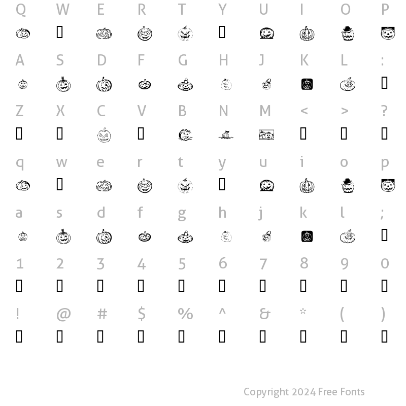 Character Map of KR Pick A Pumpkin Regular