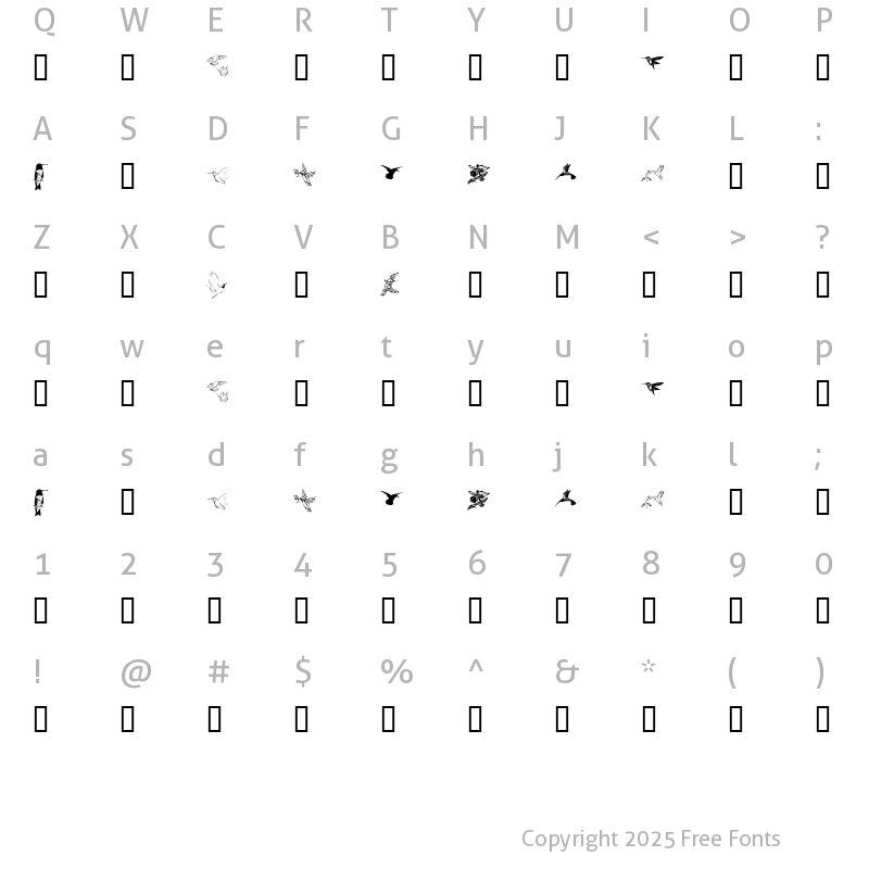 Character Map of KR Renee's Hummingbirds Two Regular
