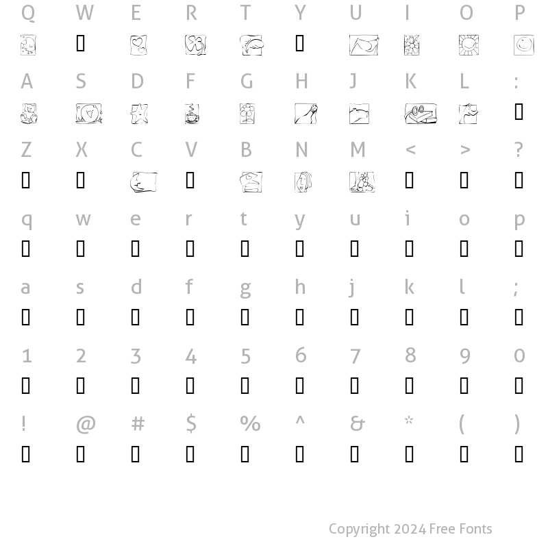 Character Map of KR Scraps Regular