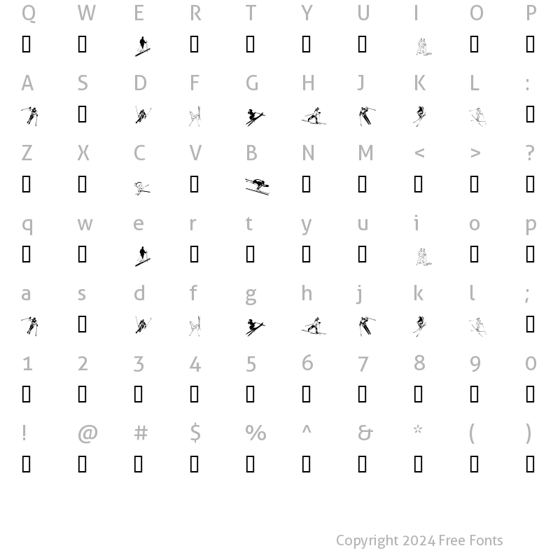 Character Map of KR Ski Regular