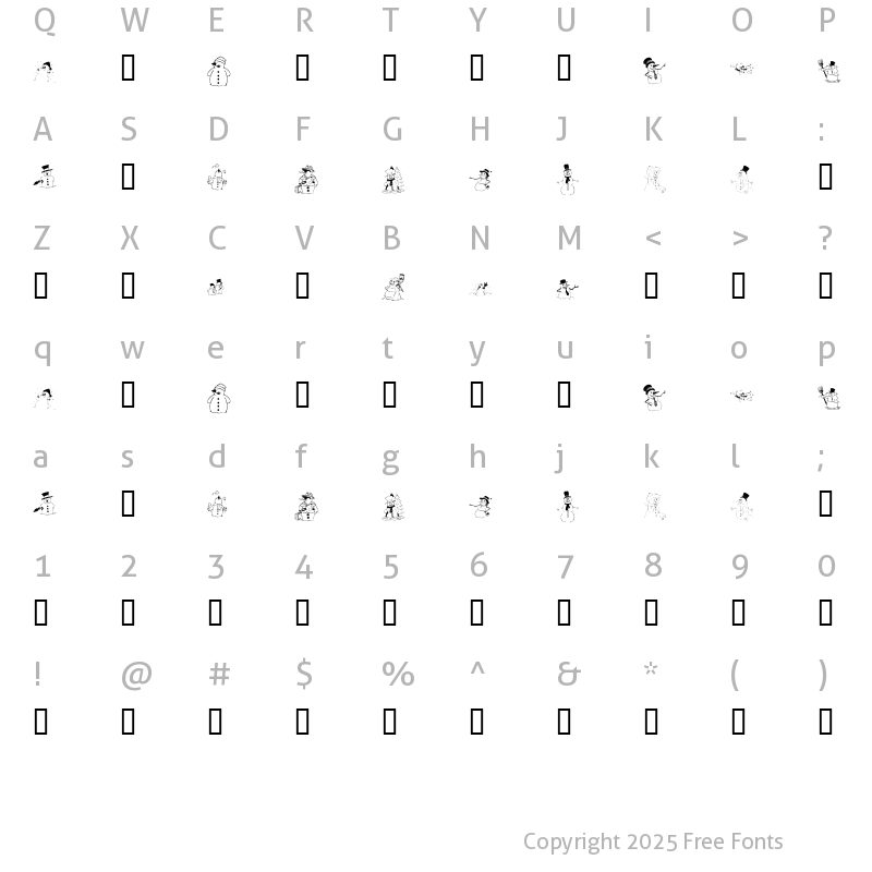 Character Map of KR Snow People Regular