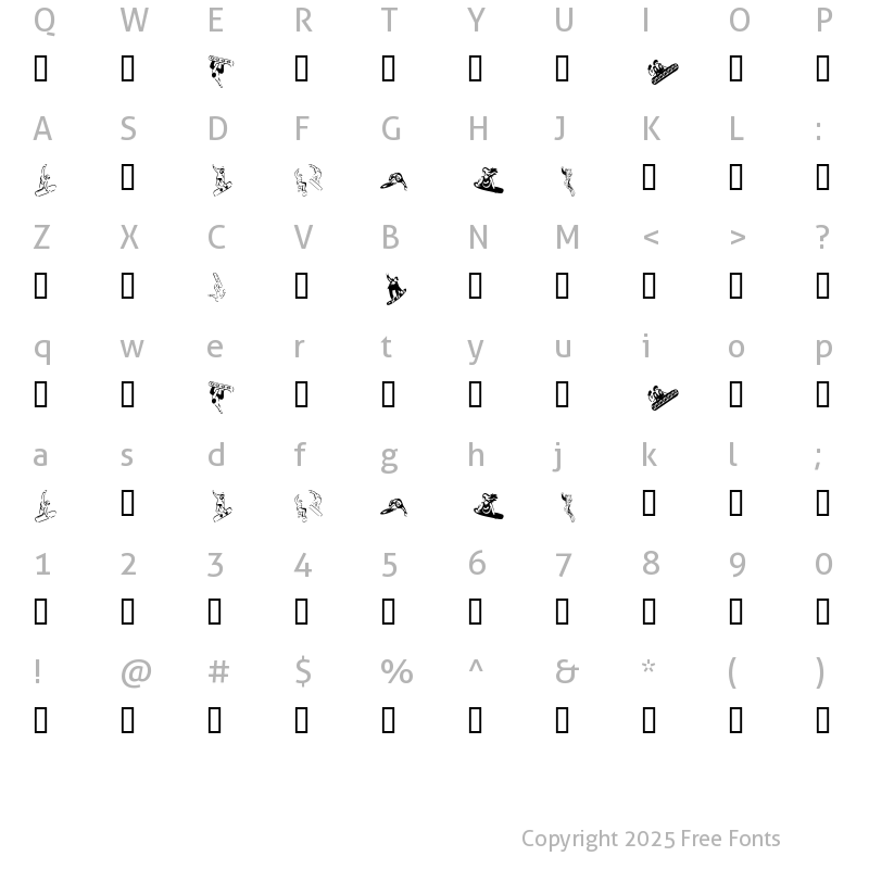 Character Map of KR Snowboard Regular