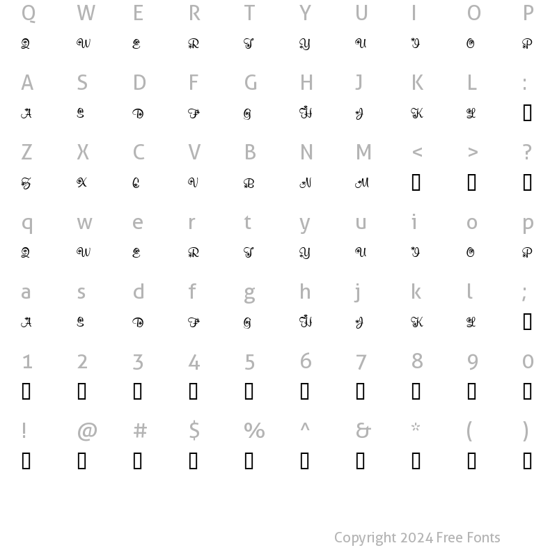 Character Map of KR Snowflake 2 Regular