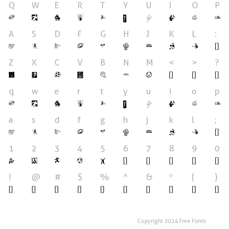 Character Map of KR Sports Dings Regular