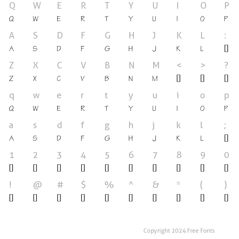 Character Map of KR Star Letters Regular