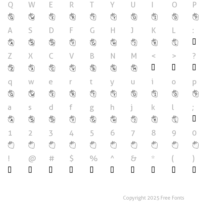 Character Map of KR Strawberry Regular