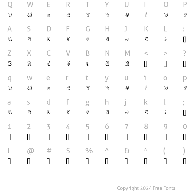 Character Map of KR Summer Candy Regular