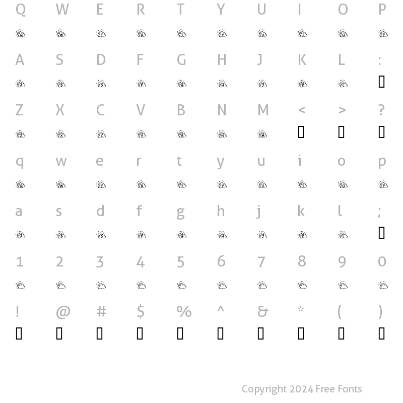 Character Map of KR Sunny Days Regular