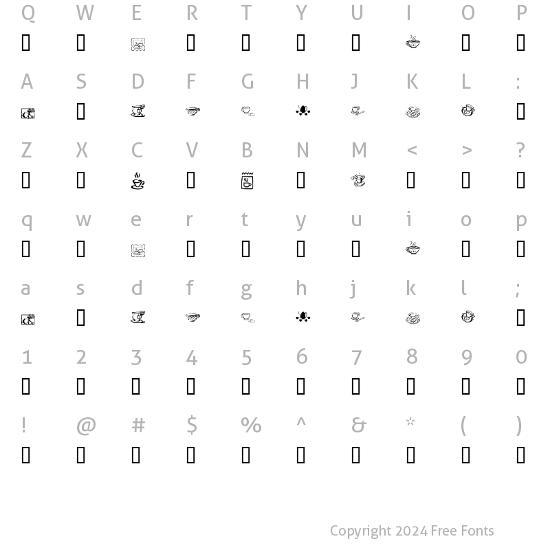 Character Map of KR Teatime Dings Regular