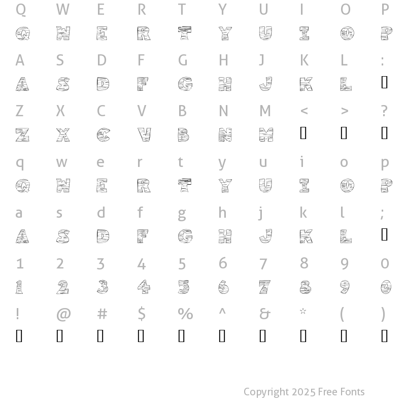 Character Map of KR Tigrrr Regular