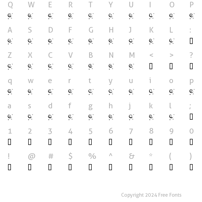 Character Map of KR Twinkle Regular