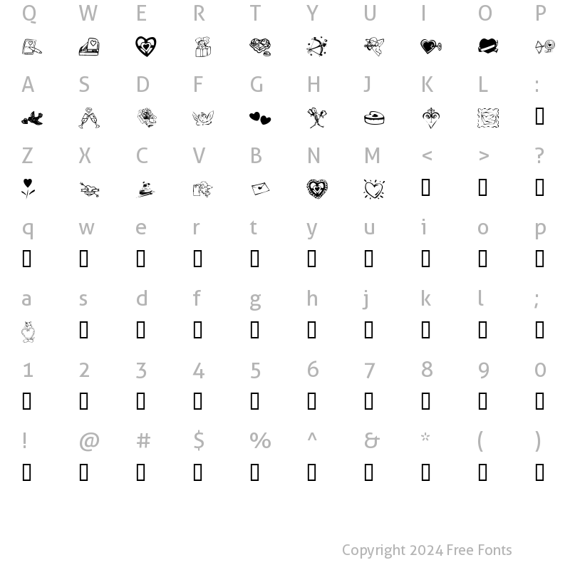 Character Map of KR Valentine 2003 Regular