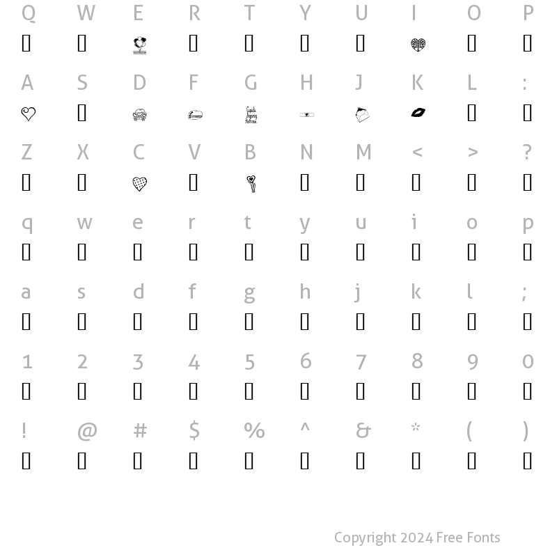 Character Map of KR Valentine Dings Regular