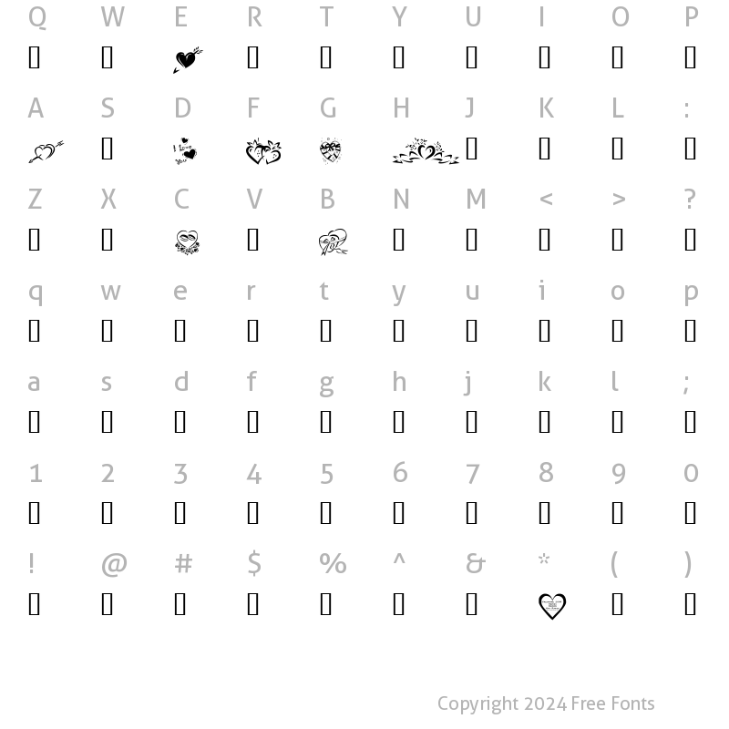 Character Map of KR Valentines 2006 Four Regular