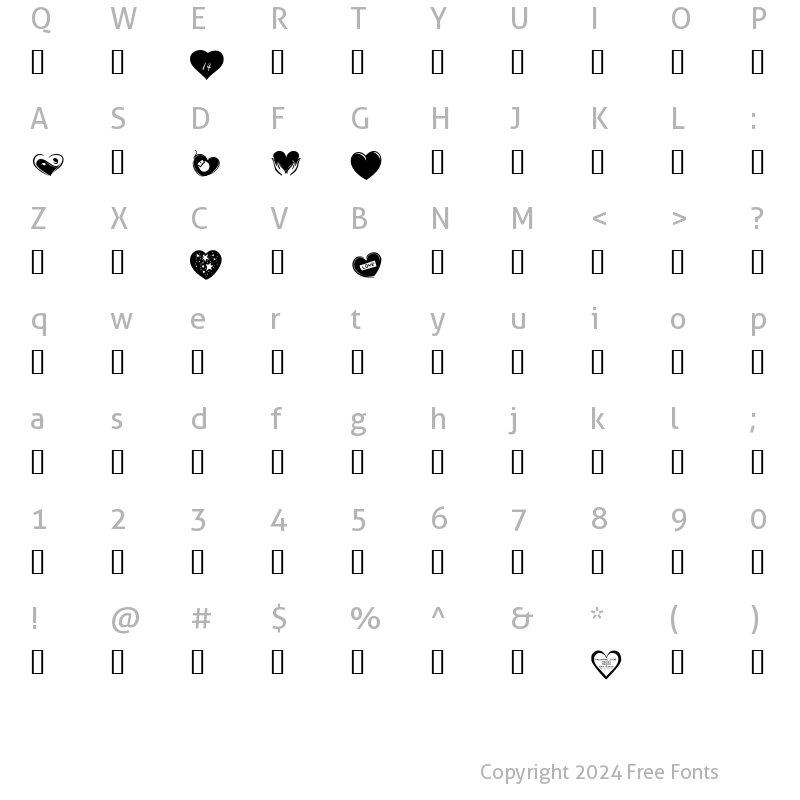 Character Map of KR Valentines 2006 Six Regular