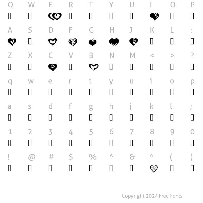 Character Map of KR Valentines 2006 Two Regular