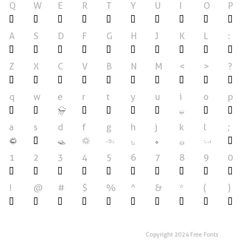 Character Map of KR Weather Dings Regular