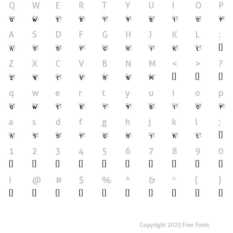 Character Map of KR Wedding Bells Regular