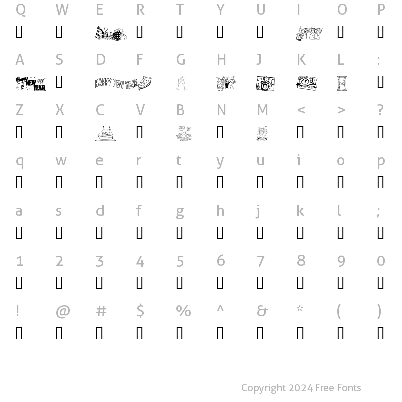 Character Map of KR Welcome 2002 Pt 2 Regular