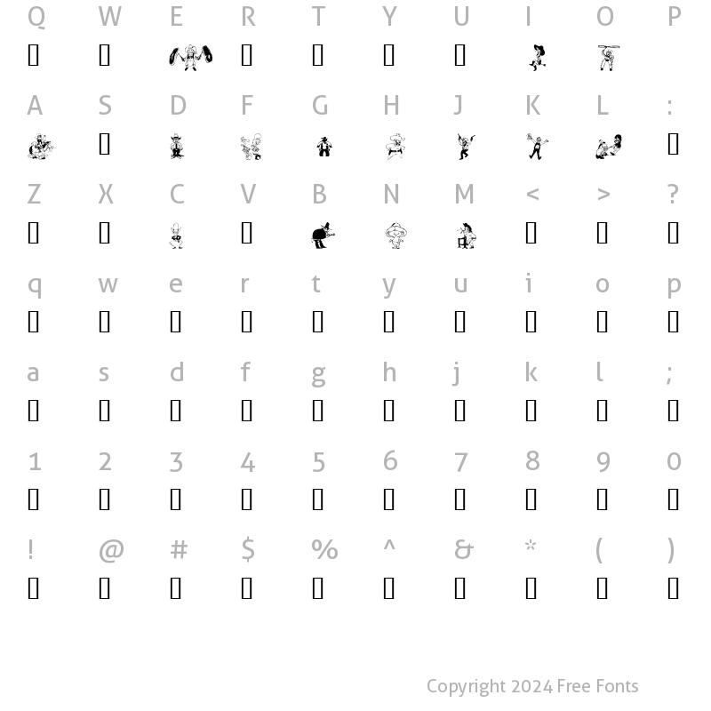 Character Map of KR Wild West Regular