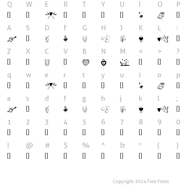 Character Map of KR With Heart Regular