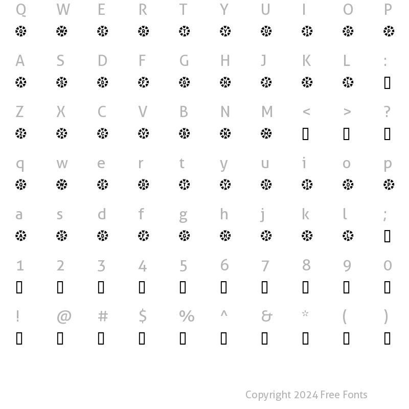 Character Map of KR Wreath Of Hearts Regular