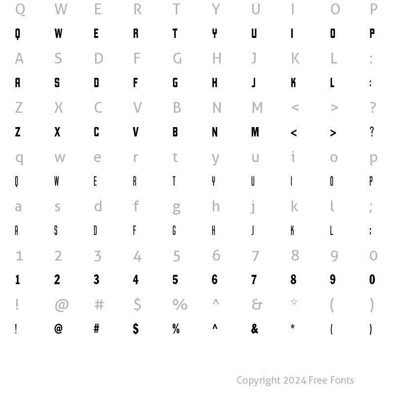 Character Map of Kraftwerk Narrow Regular