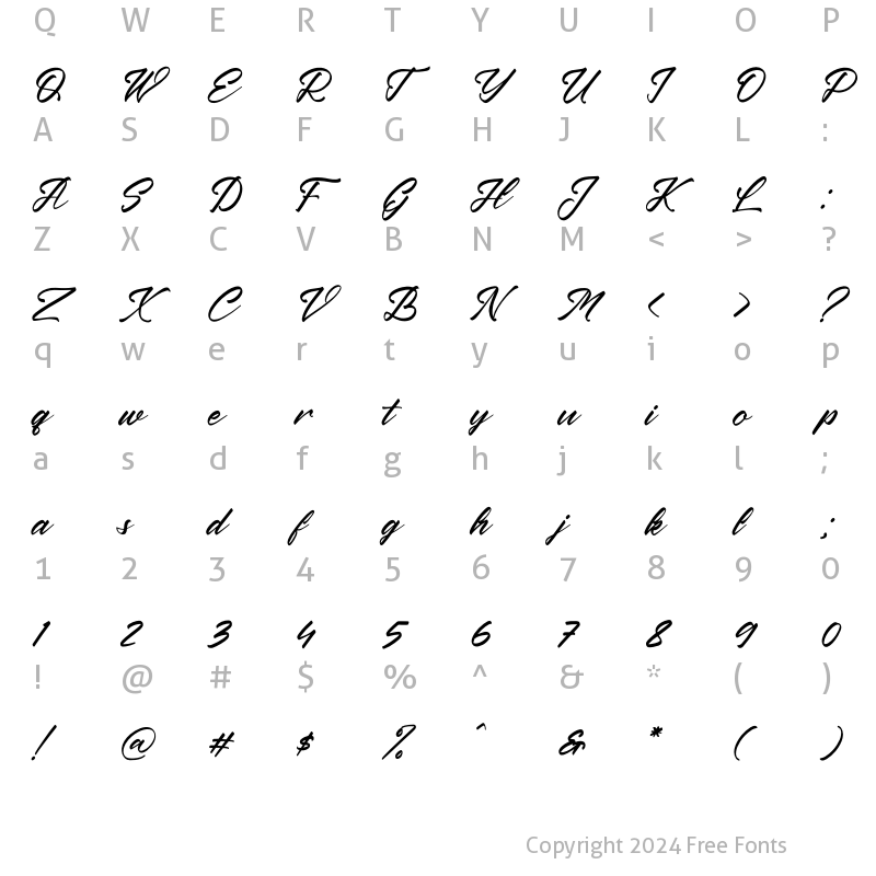 Character Map of Krakatau Mountain Italic