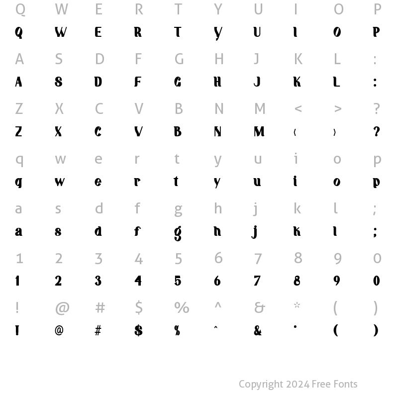 Character Map of Kralken Bold