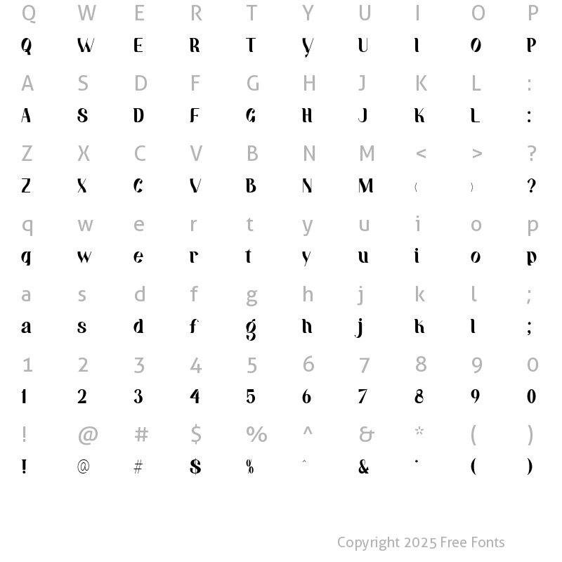 Character Map of Kralken Regular