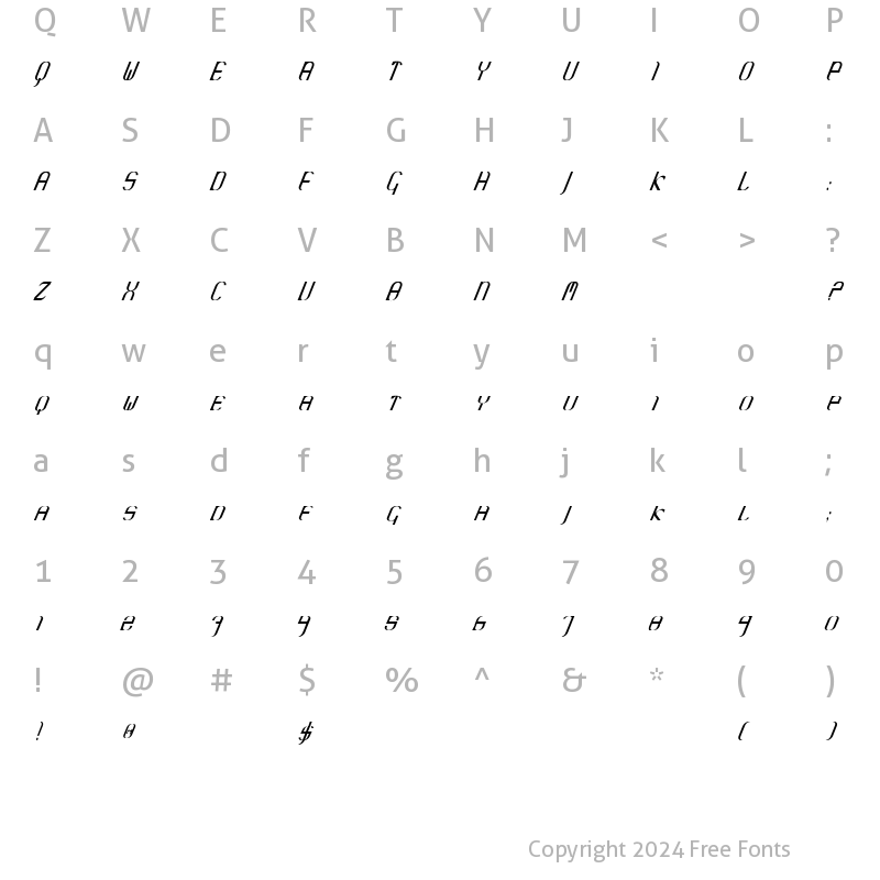 Character Map of Krane Regular