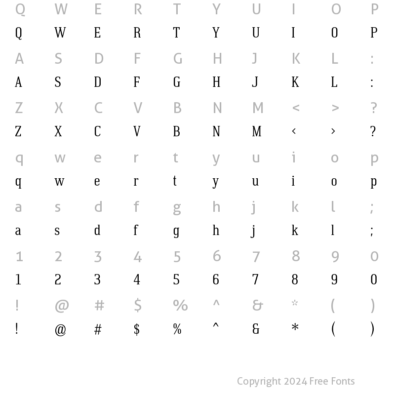 Character Map of Krasivyi Regular