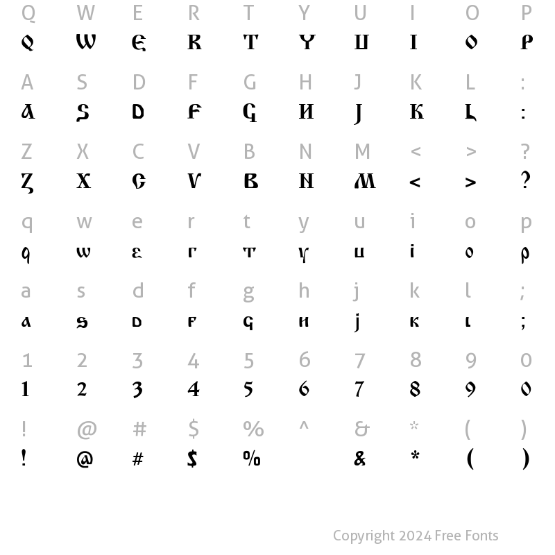 Character Map of Krasni Fellows Regular