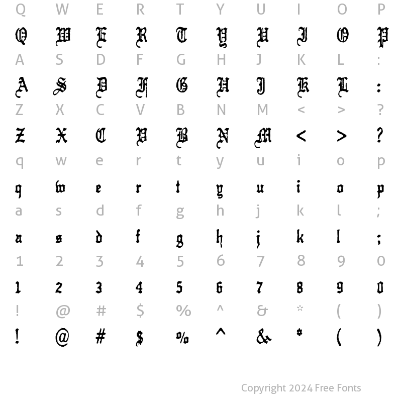 Character Map of Kraut-type-a-fuck Regular