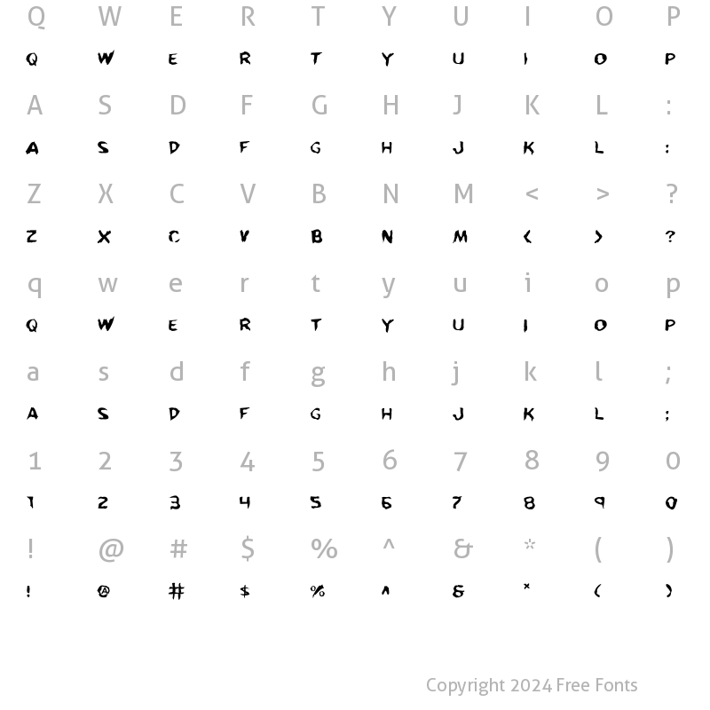 Character Map of Kreeture Warped Warped