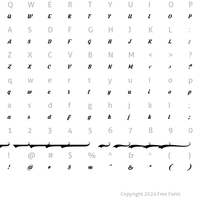 Character Map of Krinkes Regular PERSONAL USE Regular