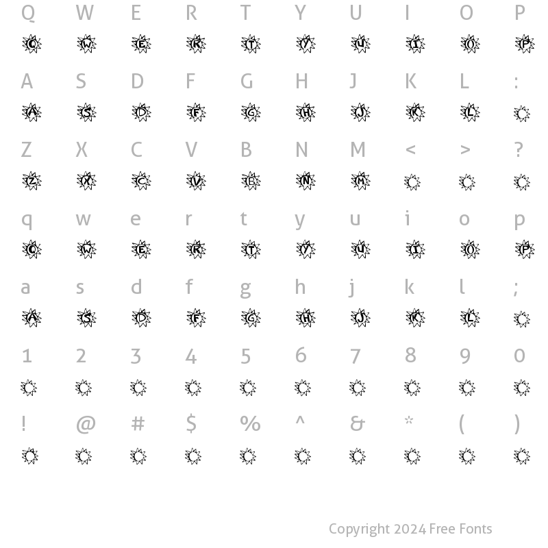 Character Map of Krissun Regular