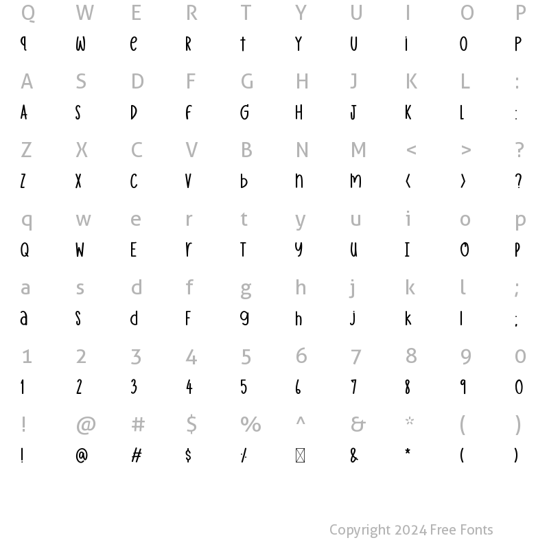 Character Map of Kristen Regular