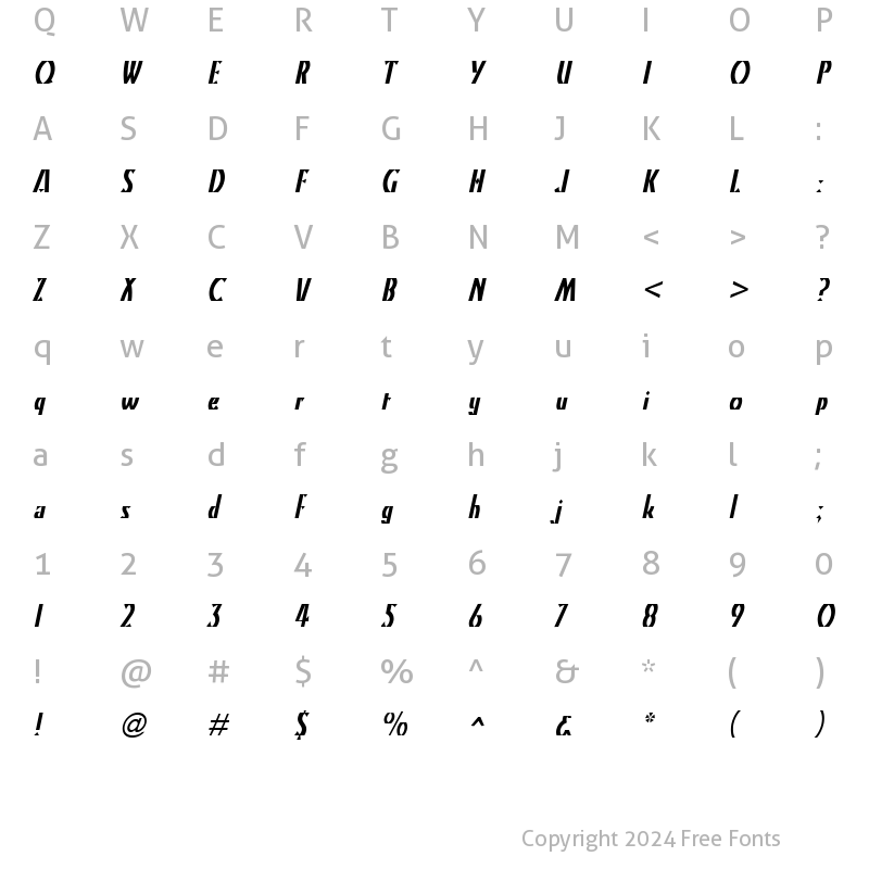 Character Map of Kristin Italic