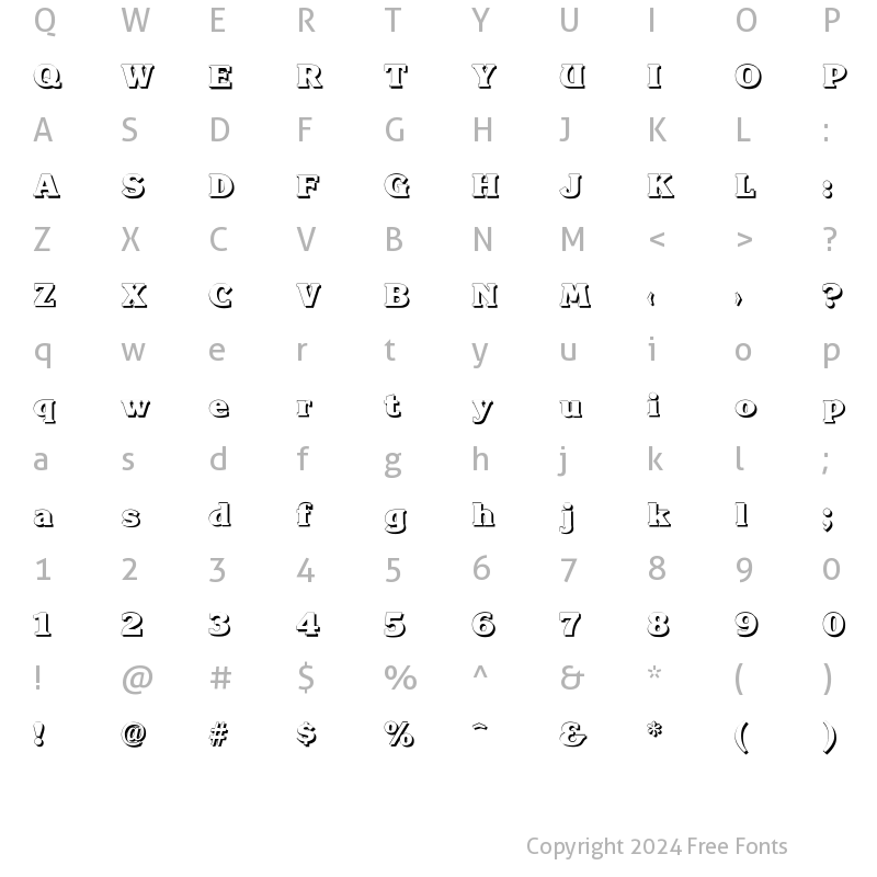 Character Map of Krone Shadow Regular