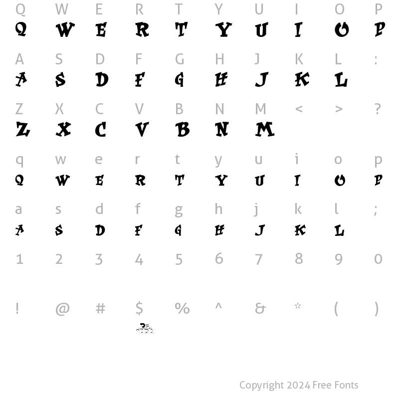 Character Map of Krt Regular