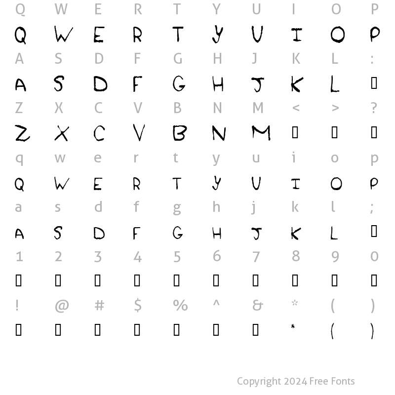 Character Map of KrustCondensed Regular