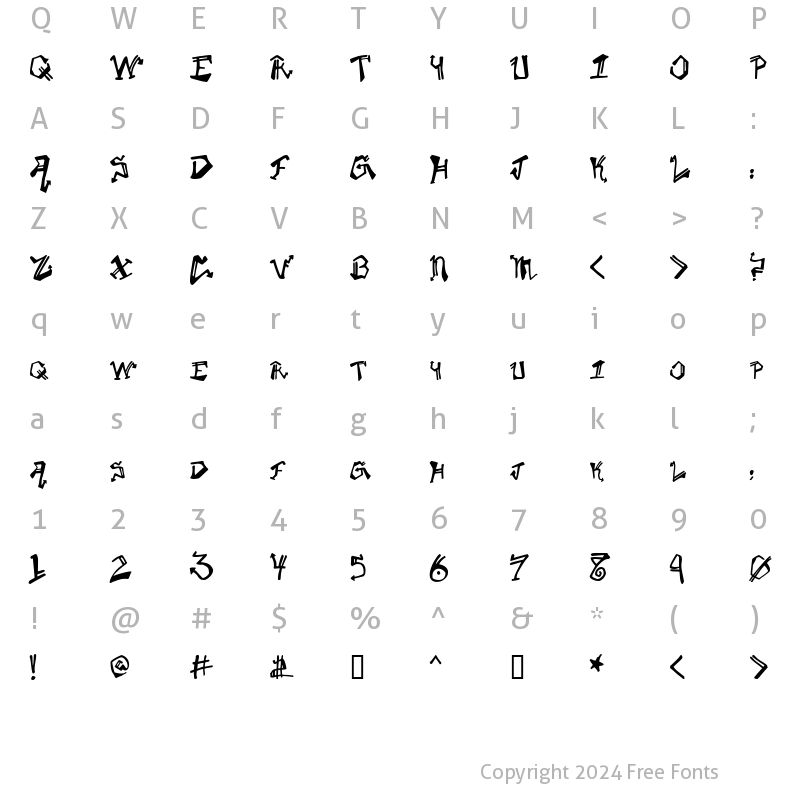 Character Map of Krylon Gothic