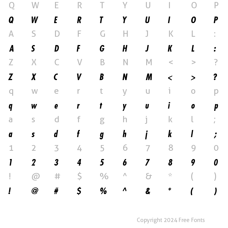 Character Map of KudosBlackCondSSK BoldItalic