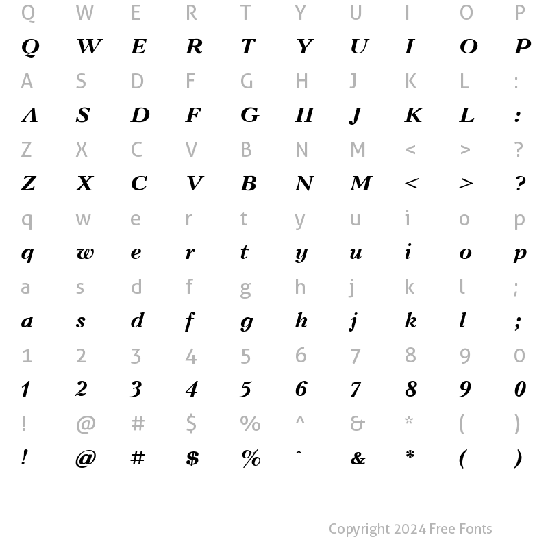 Character Map of Kudrashov Bold Italic