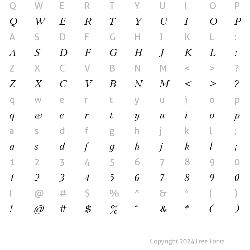 Character Map of KudrashovC Italic