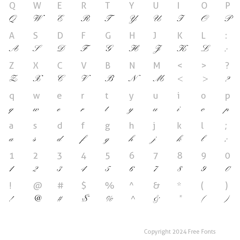 Character Map of Kuenstler Script LT Std Medium