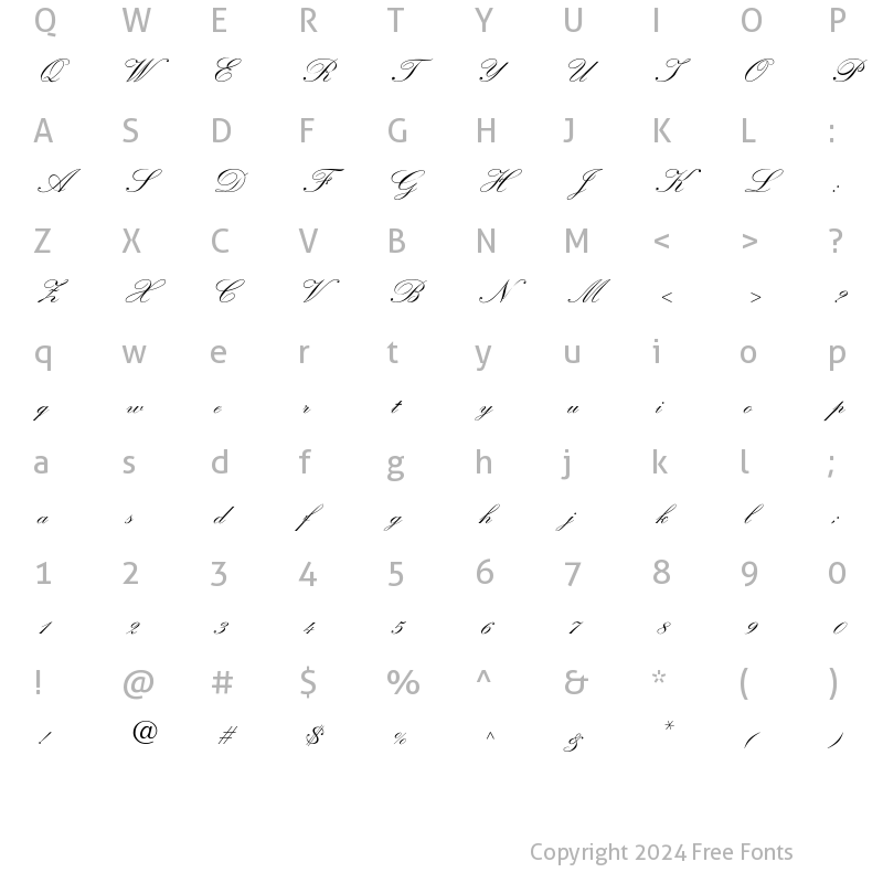 Character Map of KuenstlerScript-TwoBold Regular