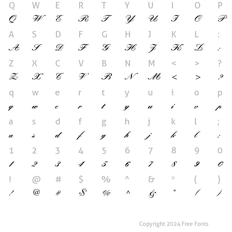 Character Map of KuenstlerScriptBlack Regular