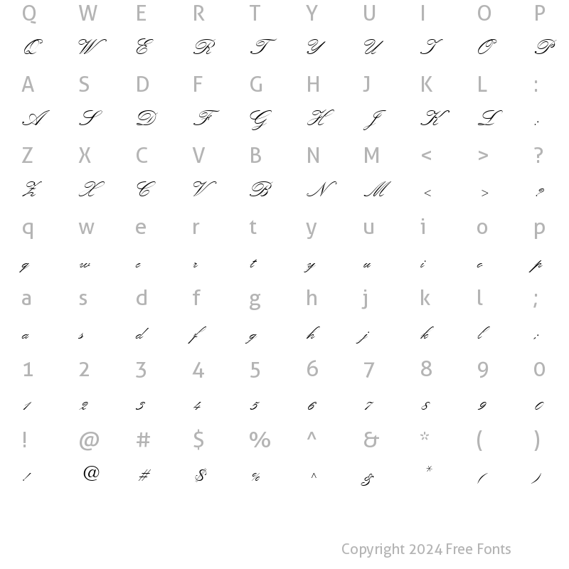 Character Map of KuenstlerScriptTwo Bold